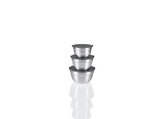 Stainless steel bowl set with lids, 3 pieces