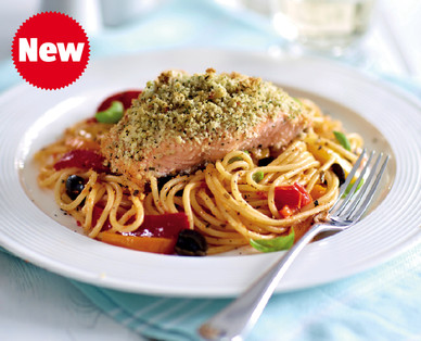 2 Specially Selected Scottish Salmon Fillets with a Basil Pesto Melt and a Parmesan and Parsley Crumb