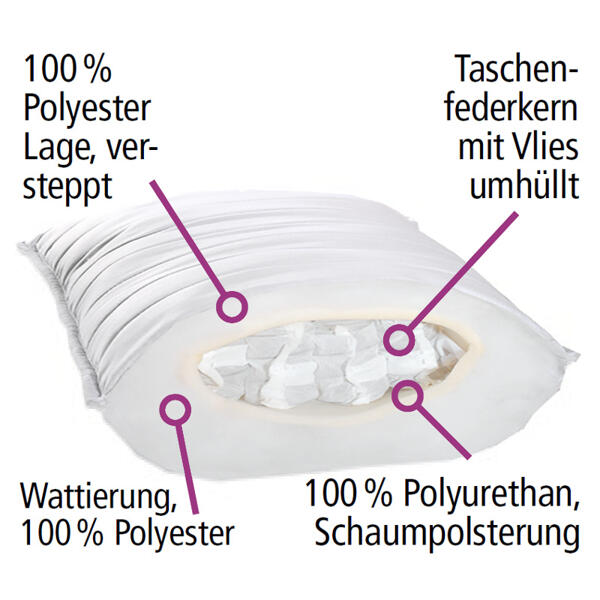 Taschenfederkern Kopfkissen "Aloe Vera"