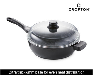 28cm Cast Aluminium Frying Pan with Glass Lid or Cast Aluminium Saucepan Set 2pc