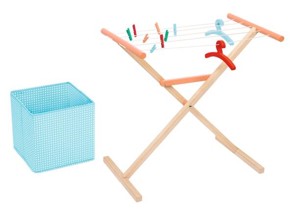 Kids' cleaning station, ironing board, clothes airer