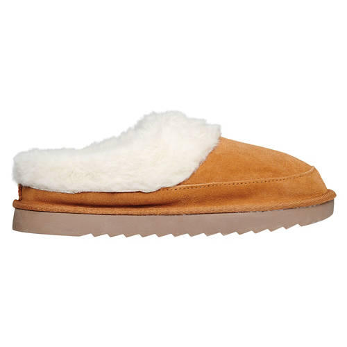 Ladies Genuine Suede Slippers - Brown, 7/8