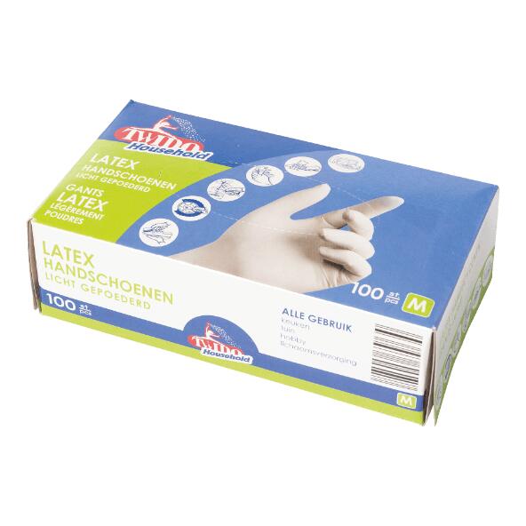 TWIDO HOUSEHOLD(R) Gants en latex, 100 pcs
