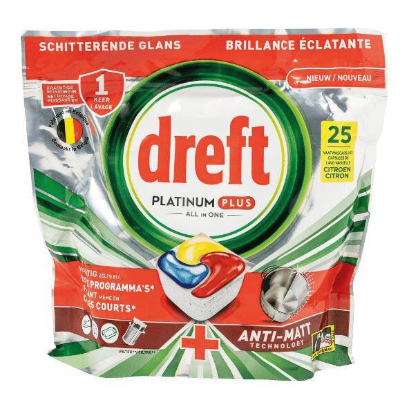 DREFT(R) 				Tablettes platinum plus pour lave-vaisselle, 25 pcs