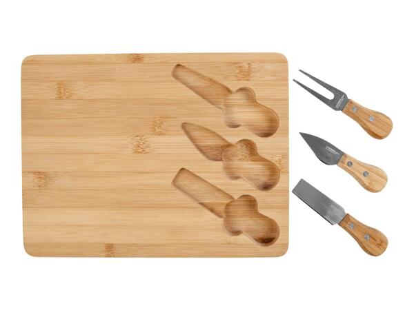 Livarno Home Bamboo Cheese Board - 4 Piece Set