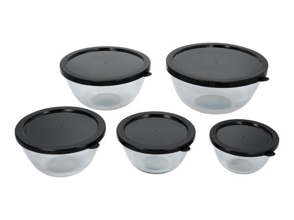 Silvercrest Black Glass Bowl Set - 5 Pieces