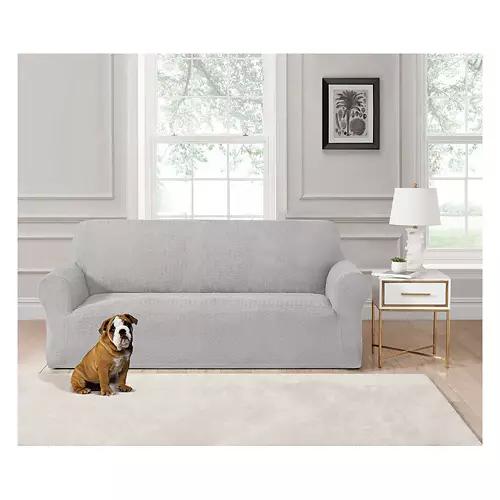88" Long Snugfit Sofa Cover, Light Gray