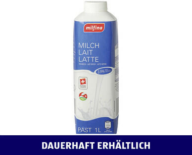 MILFINA 
 VOLLMILCH PASTEURISIERT 3,5 % FETT