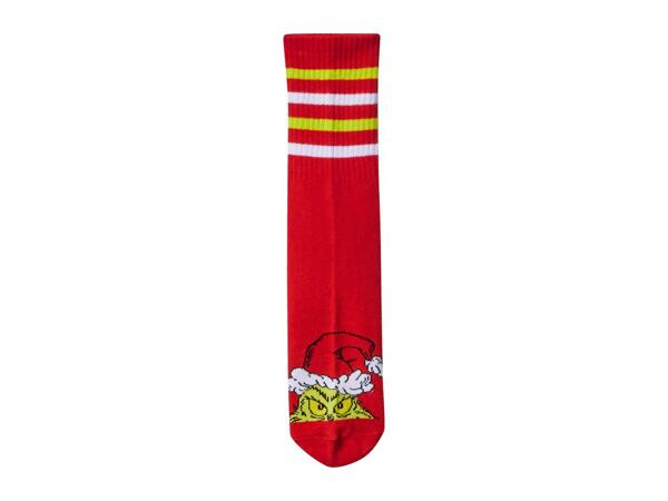 Adults' White/Red/Grey Grinch Socks - 3 Pairs