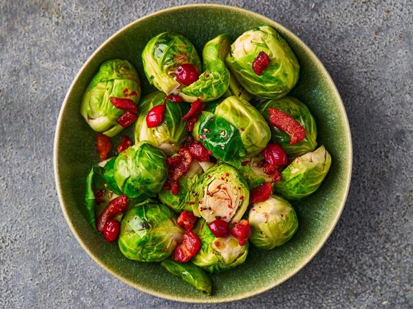 Brussel Sprouts with Bacon and Cranberries