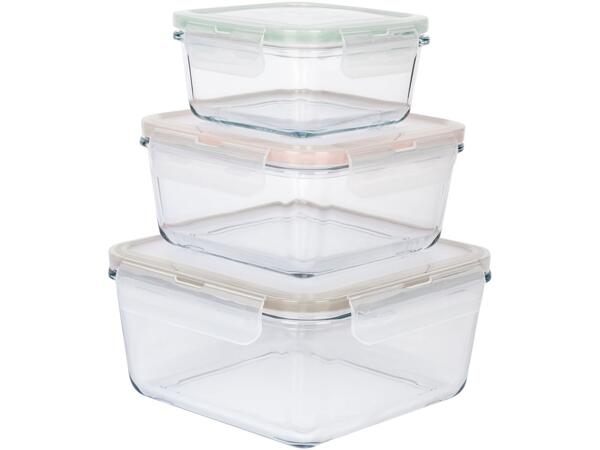 Glass Food Storage Containers, 3 Pieces
