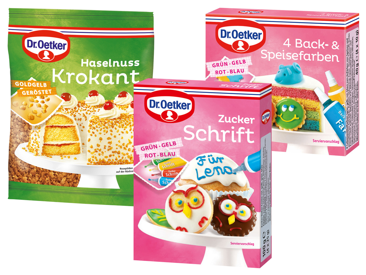 DR. OETKER Zucker-Schrift/Back- und Speisefarben/Haselnuss-Krokant