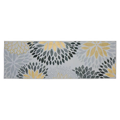 2' x 6' Foldable & Washable Runner - Gray Modern Floral