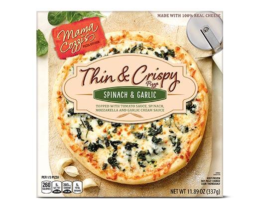 Mama Cozzi's Pizza Kitchen Spinach & Garlic or Tomato & Mozzarella Thin & Crispy Pizza
