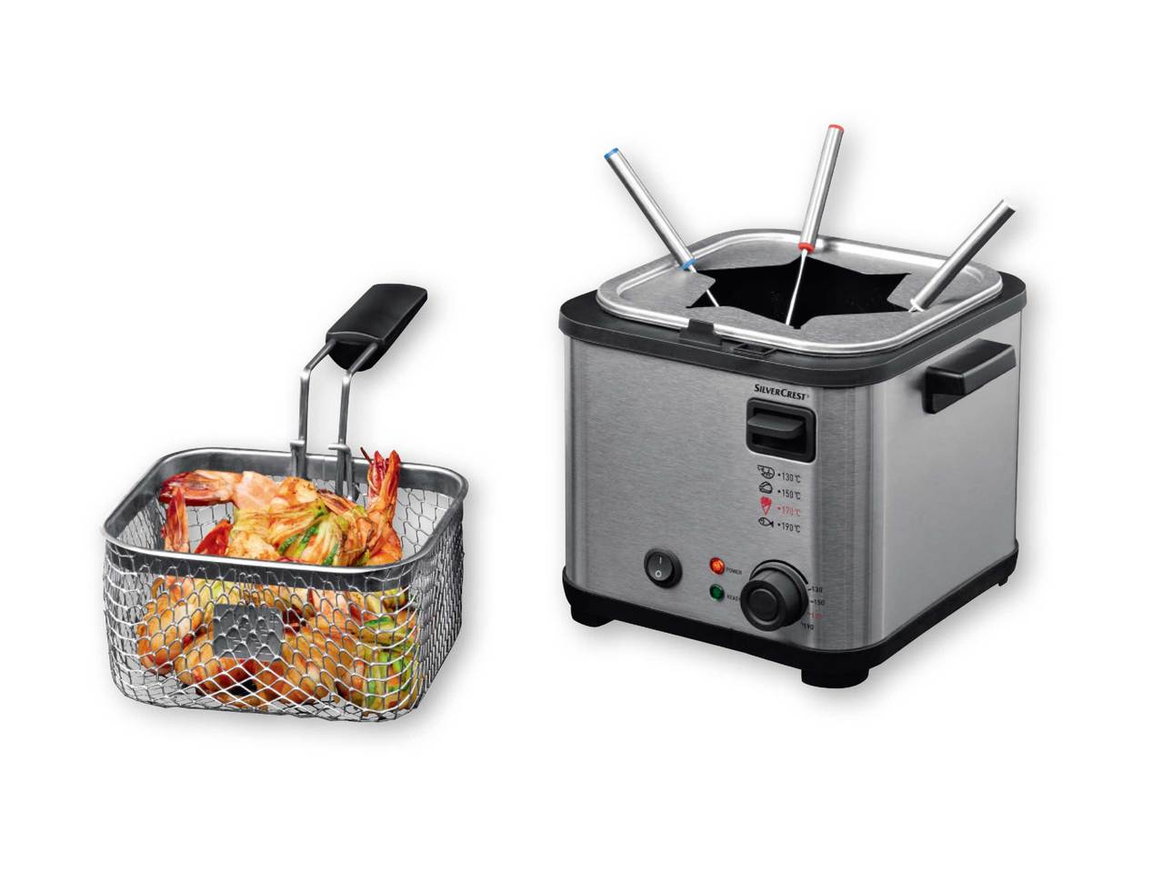 SILVERCREST KITCHEN TOOLS 850W Mini Deep Fat Fryer with Fondue