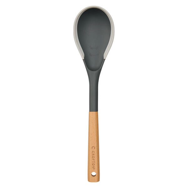 Crofton Gray Solid Spoon Silicone Edge Wooden Utensil