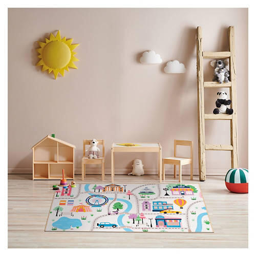 3' x 5' Washable Play Rug - Pastel City