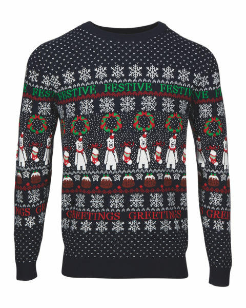 Avenue Men's Navy Christmas Jumper