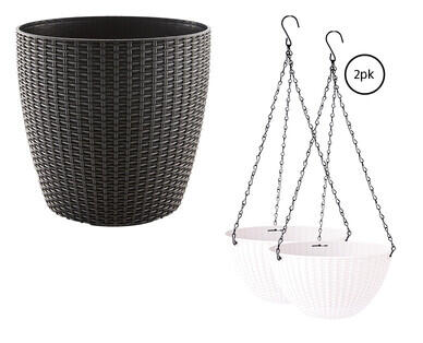 Rattan Hanging Planter 2pk or Rattan Round Pot 