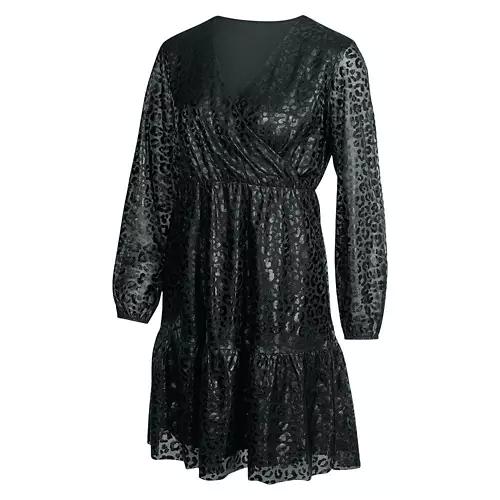 Ladies Metallic Dress - Black, L