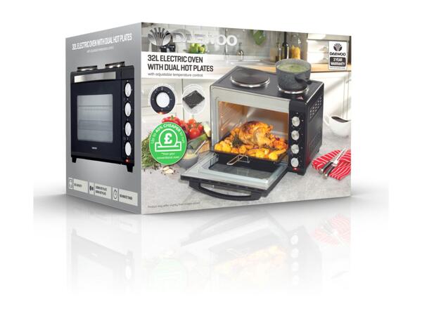 Daewoo 32L Electric Oven with Hot Plates