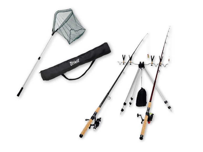 Crivit(R) Fishing Net/Extendable Aluminium Rod Holder