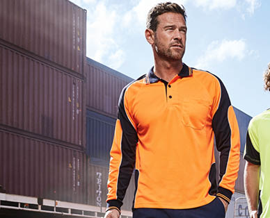 Mens Hi-Vis Long Sleeve Polo