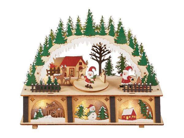 Dřevěný LED domek s pohyblivými figurkami
