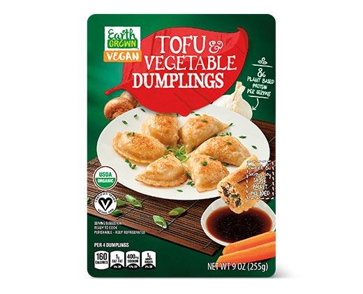 Earth Grown Vegan Dumplings Tofu Vegetable or Thai Basil