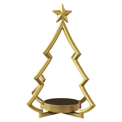 Tree Shaped Candle Holder, Gold Metal