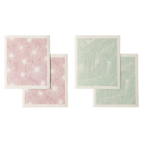 4 Piece Swedish Dish Cloths - Botanical