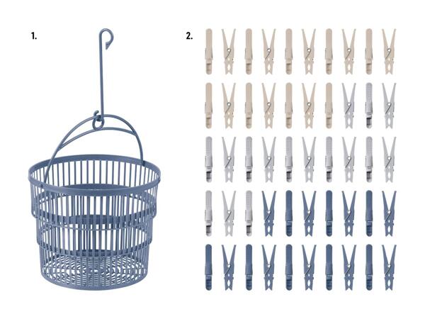 Corbeille télescopique avec pinces à linge/pinces à linge