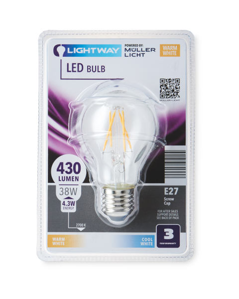 3W E27 Clear LED Glass Bulb