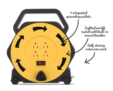 WORKZONE 4-Outlet 16-Gauge 25' Cord and Reel
