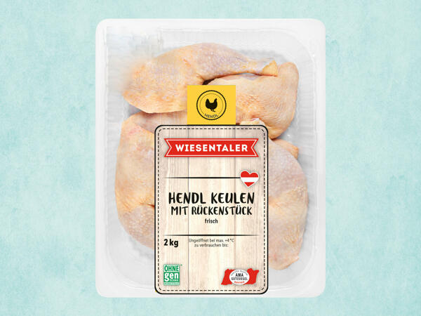 Frische Hendlschenkel mit Rücken