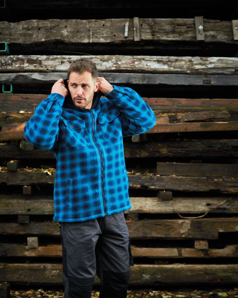 Blue Checked Sherpa Lined Shirt