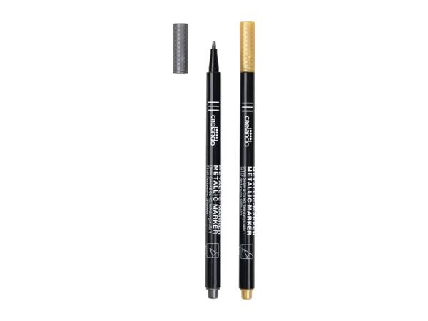 Crelando Silver & Gold Metallic Marker Pens - 2 Pack