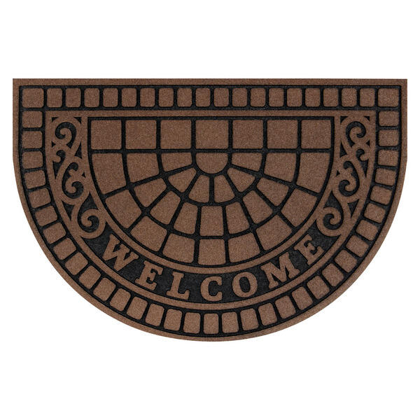 Belavi Brown Half Round Welcome All Seasons Doormat - 24" X 36"