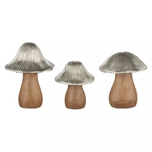 Set of 3 - Mushrooms with Silver Tops