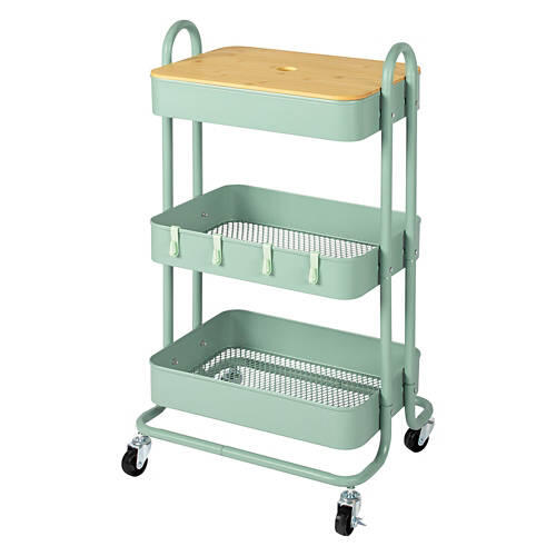 3 Tier Rolling Cart, Green