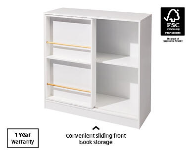 Children's Bookcase with Sliding Storage Rack