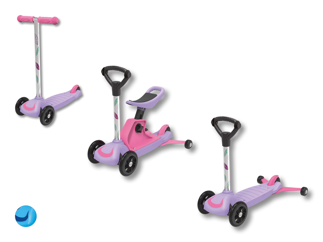 Trottinette trois roues 3 en 1