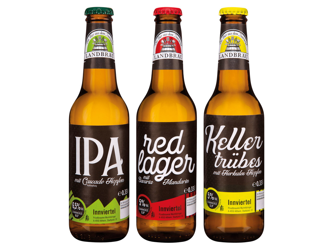 LANDBRÄU IPA, Red Lager oder Kellertrübes
