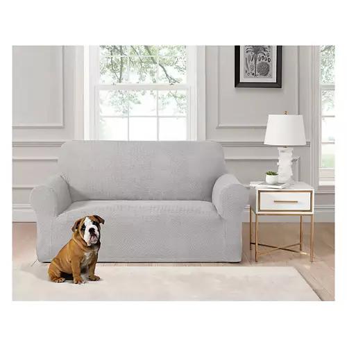 Super Soft Knit Loveseat Cover, Light Gray