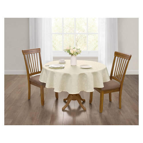 70" Round Premium Jacquard Tablecloth - White