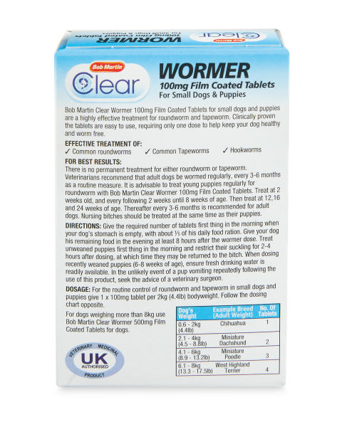 Bob Martin Wormer Tablets Small Dogs