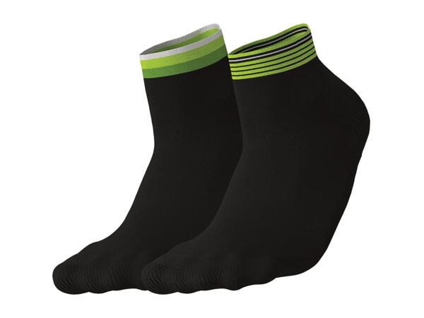 CRIVIT Adults' Black & Green Cycling Socks - 2 Pairs