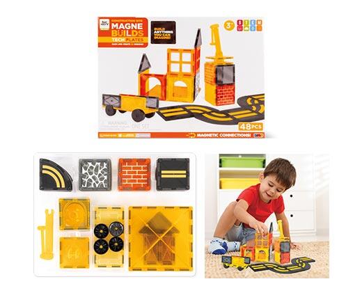 Bee Happy Themed Magnetic Tiles 48pc