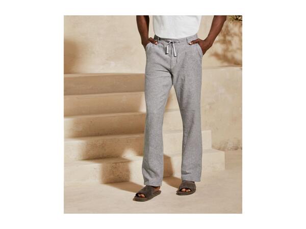 Livergy Men's Linen-Blend Trousers Straight Fit