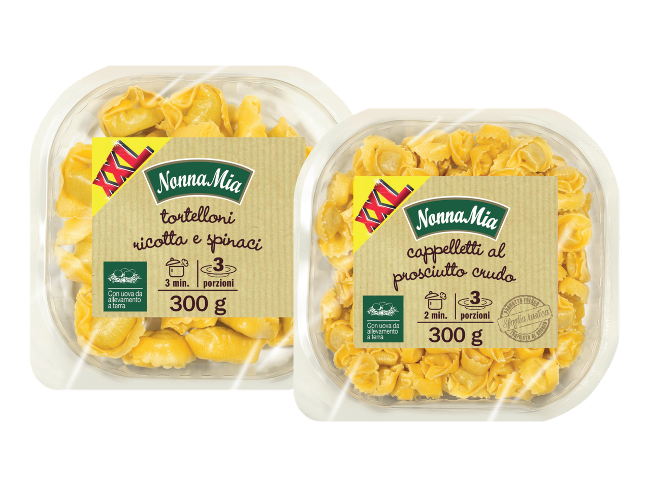 Tortelloni Ricotta and Spinach or Cappelletti with Raw Ham